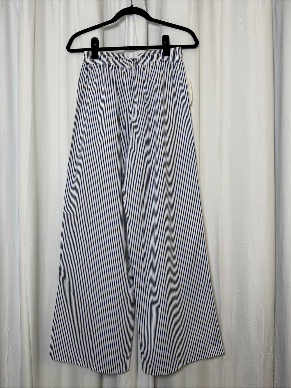 Donni Pop Pants Navy Stripe Cotton Wide Leg Pull On Pants NWT Small - Picture 4 of 12